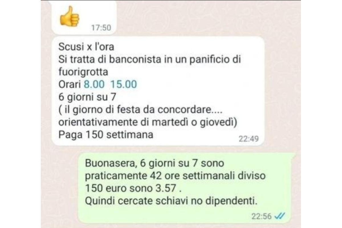 L'offerta: banconista in un panificio di Napoli a 35 euro all’ora